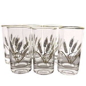 50s Homer Laughlin Golden Wheat Juice Glasses 4” midcentury  small cocktail 6pc